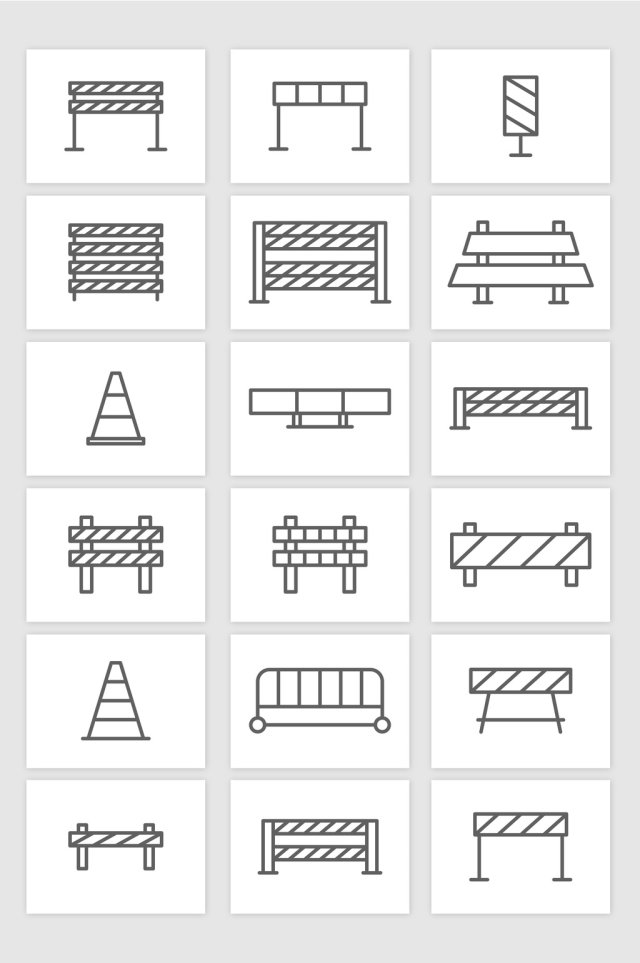 矢量极简交通护栏路障元素