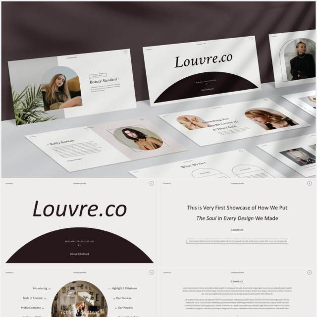 时尚简约图片排版设计摄影集展示PPT模板Louvre Powerpoint 时尚简约图片排版设计摄影集展示PPT模板Louvre Powerpoint