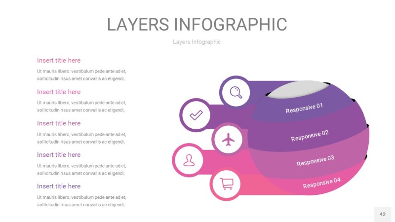 粉紫色3D分层PPT信息图42