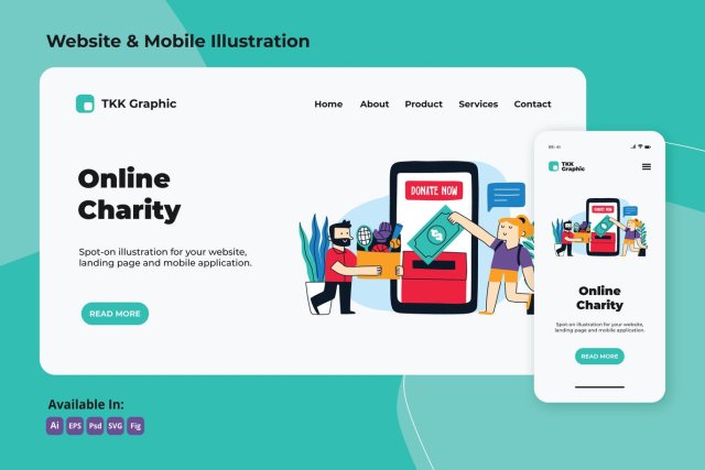 在线慈善项目网站和手机界面插画设计素材Online Charity project web and mobile 在线慈善项目网站和手机界面插画设计素材Online Charity project web and mobile