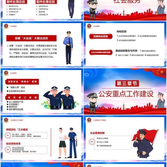 党政风年度公安工作汇报通用PPT模板 党政风年度公安工作汇报通用PPT模板