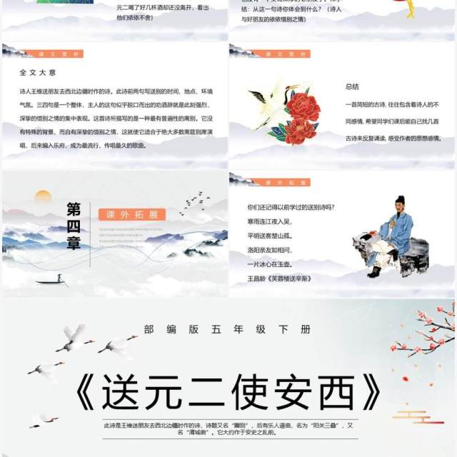 部编版五年级语文下册送元二使安西课件PPT模板 部编版五年级语文下册送元二使安西课件PPT模板