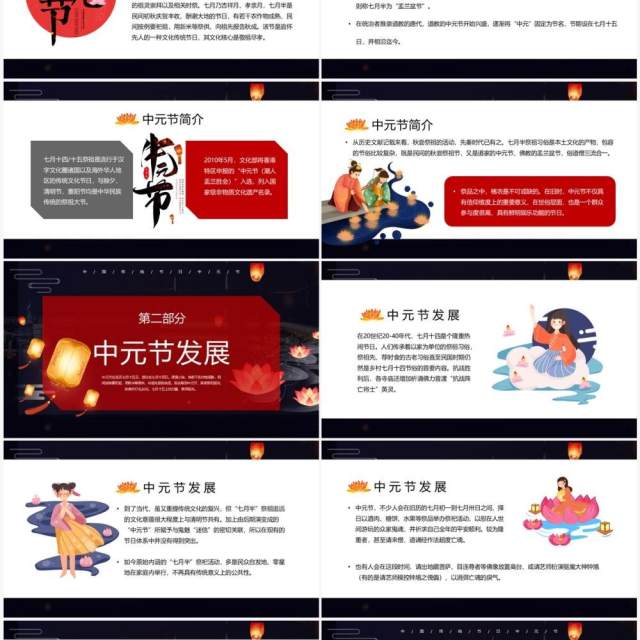 黑色中国风传统节日之中元节介绍PPT模板 黑色中国风传统节日之中元节介绍PPT模板