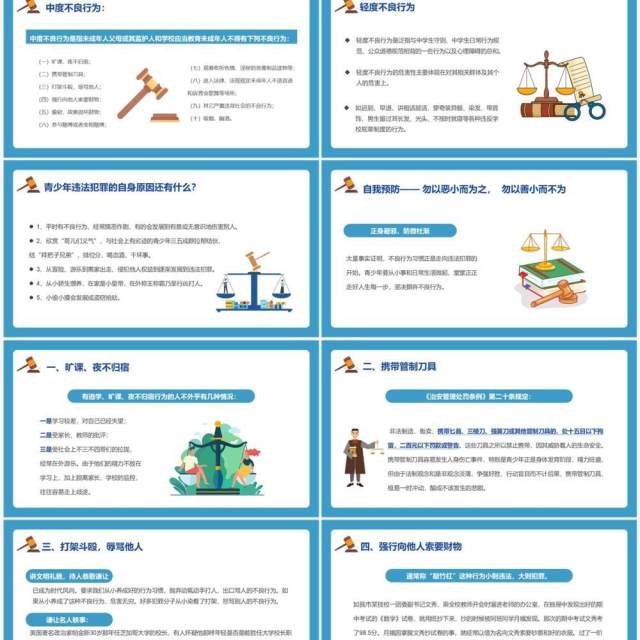 蓝色杜绝不良行为远离违法犯罪PPT模板 蓝色杜绝不良行为远离违法犯罪PPT模板