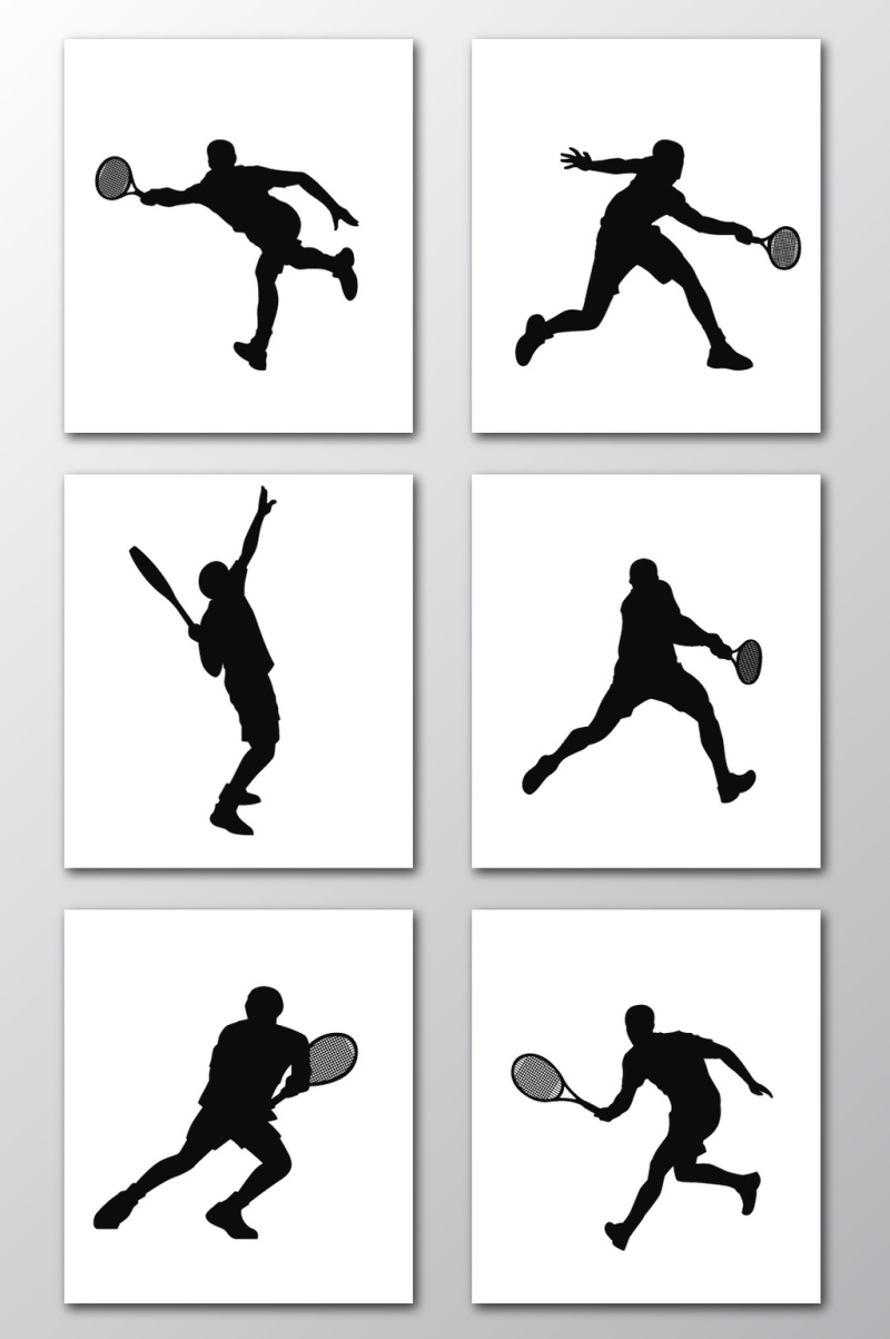 打网球人物动作投影效果素材