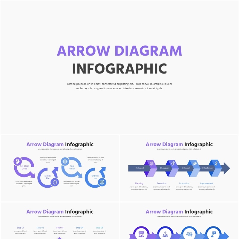 箭头图流程图信息图PPT模板素材Arrow Diagram