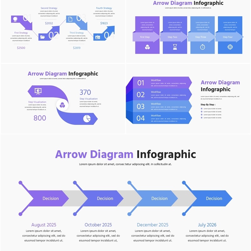 箭头图流程图信息图PPT模板素材Arrow Diagram