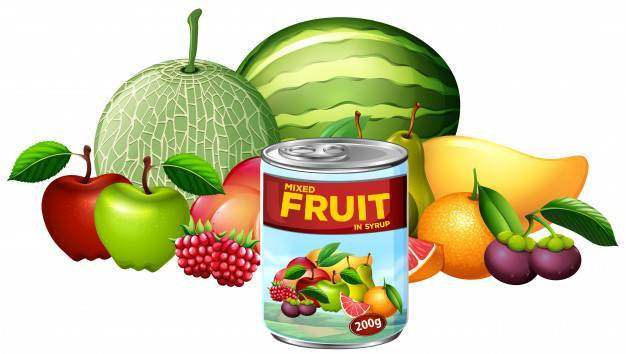 一罐混合水果和新鲜水果