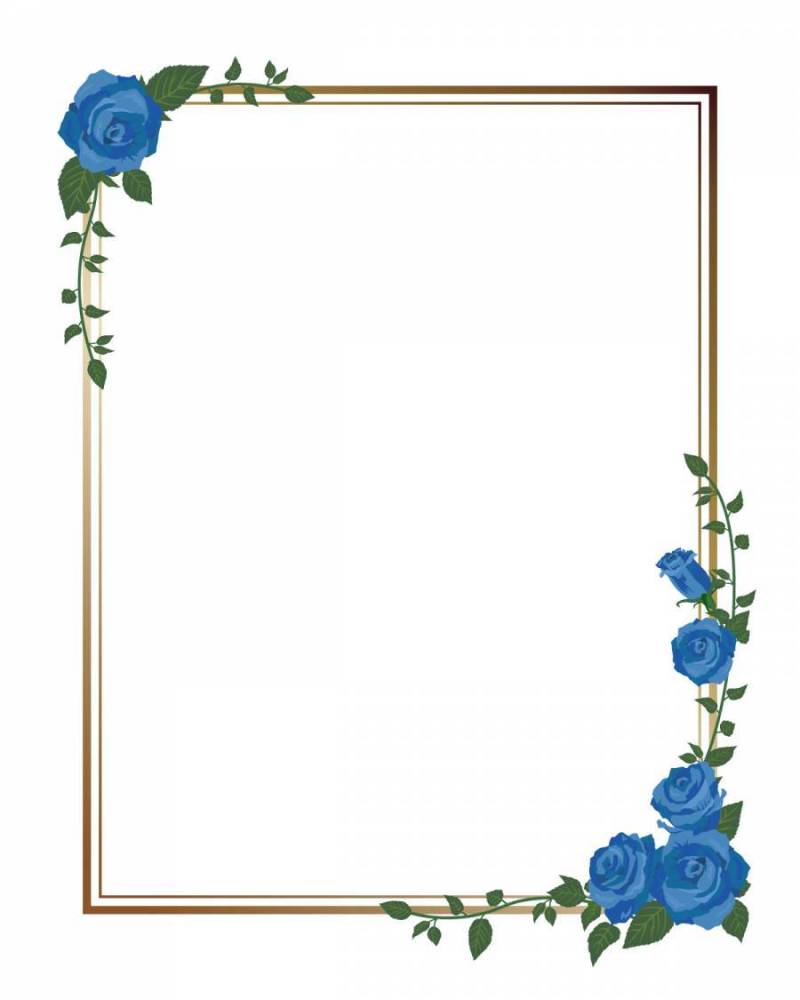 蓝色玫瑰对角框架·装饰框架长度01