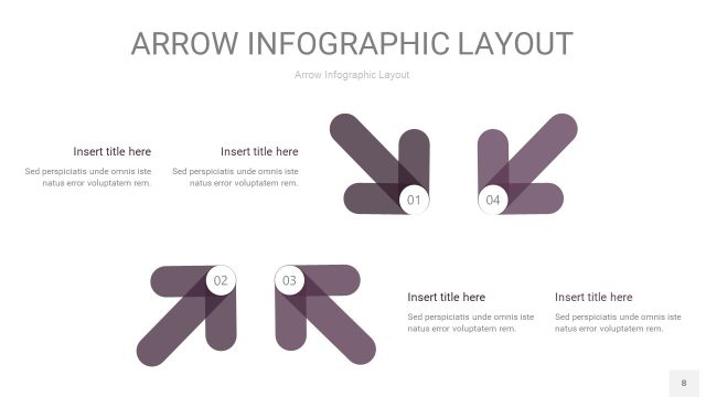 深紫色箭头PPT信息图表8