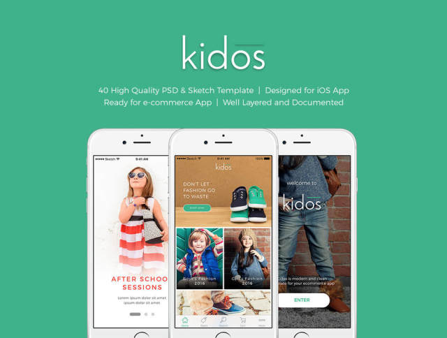 儿童服装iOS电子商务UI工具包,Kidos iOS UI工具包 儿童服装iOS电子商务UI工具包,Kidos iOS UI工具包
