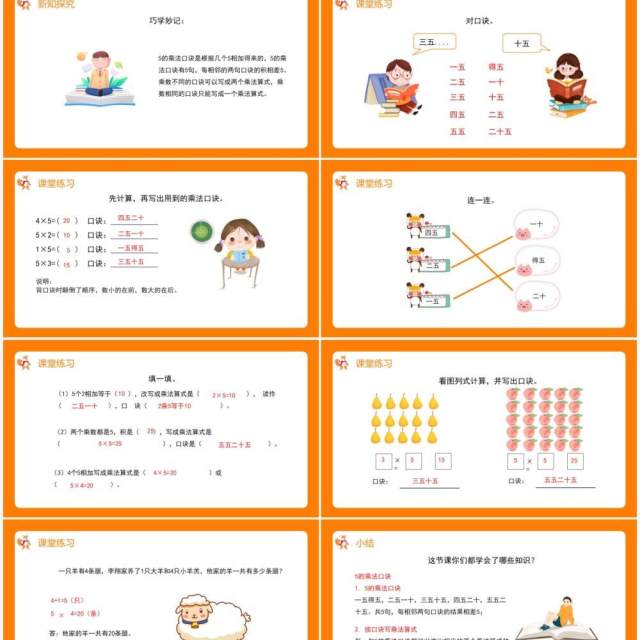 部编版二年级数学上册表内乘法5的乘法口诀课件PPT模板