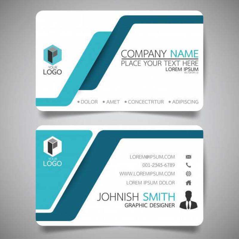 Blue and white layout business card template.