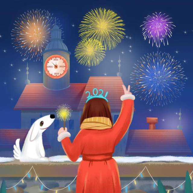 新年元旦2021跨年人物插画PSD设计素材36 新年元旦2021跨年人物插画PSD设计素材36