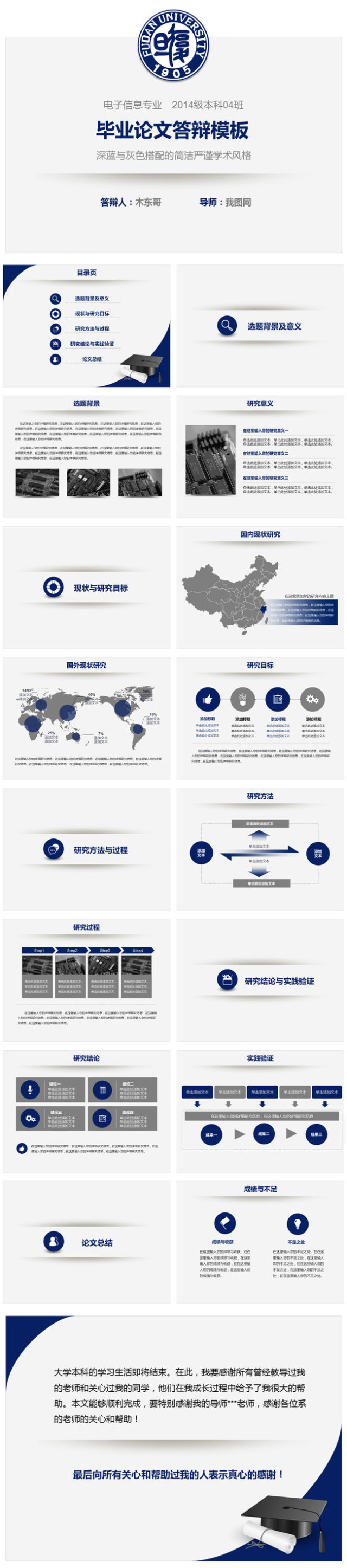 蓝色大气简洁严谨毕业设计论文答辩PPT