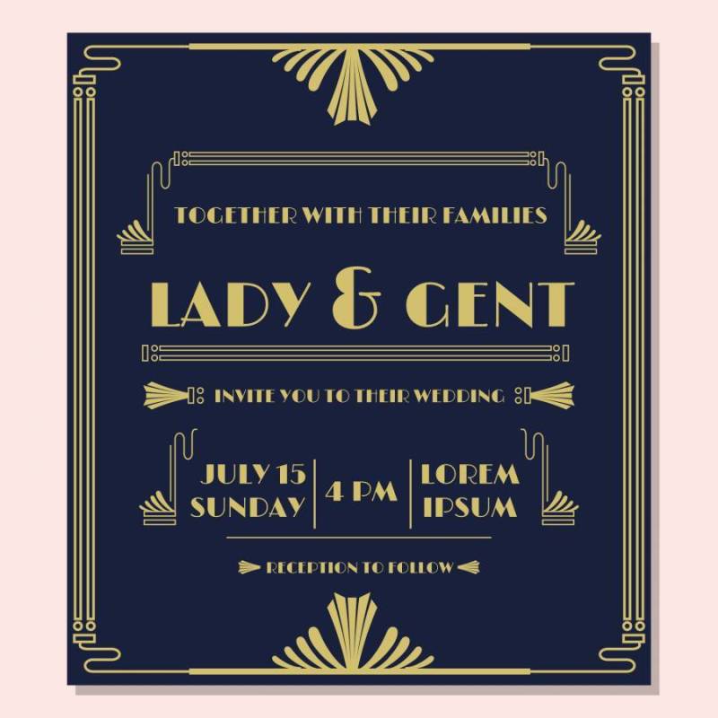 1920年＆＃x27; S婚礼邀请矢量