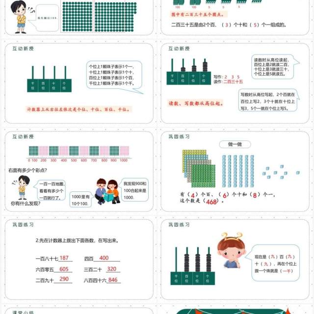 部编版二年级数学下册1000以内数的读写法课件PPT模板