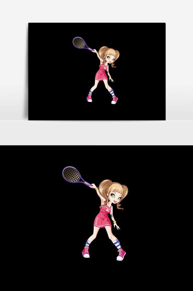 网球女孩矢量插画设计 网球女孩矢量插画设计