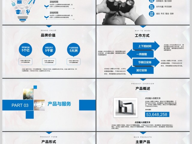 2017年蓝色简约公司介绍通用PPT模板