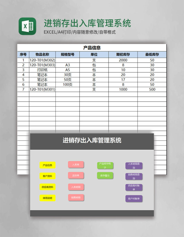 进销存出入库excel管理系统