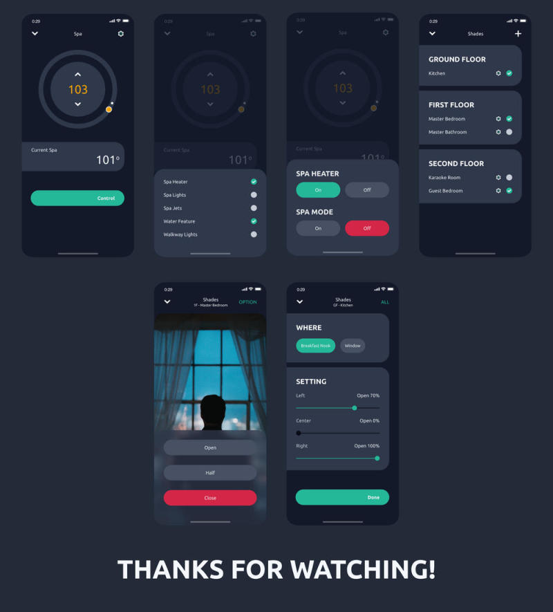 此套件包括30多个清洁和现代布局的屏幕。，Aurorab - 自动家庭移动应用程序