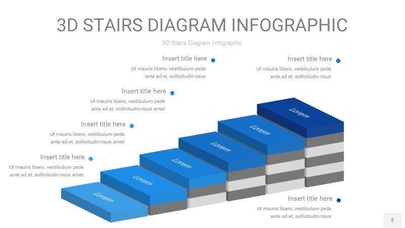 渐变蓝色3D阶梯PPT图表2