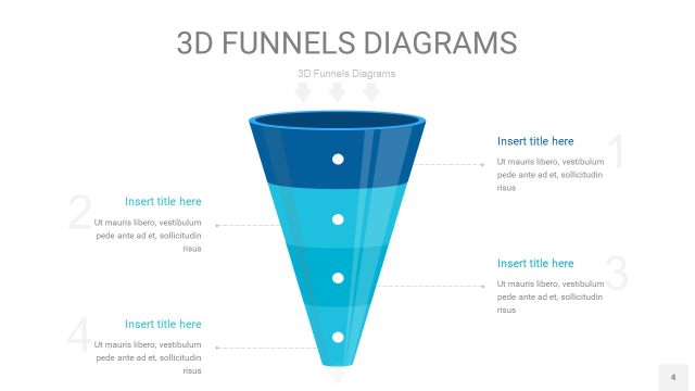 宝石蓝3D漏斗PPT信息图表4