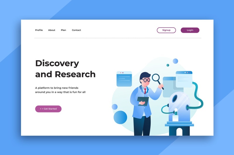 发现于研究科研平面人物插图插画登录页AI矢量网页界面设计素材Flat Illustration Landing Pages