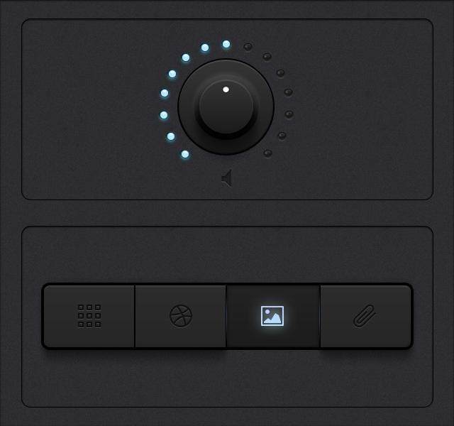 两个黑色调UI设计-按钮-旋钮