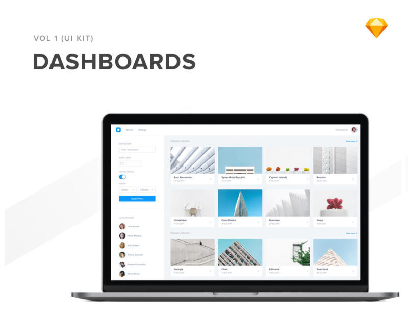 在Sketch，40 Web Dashboard UI Kit中设计的40个仪表板UI屏幕