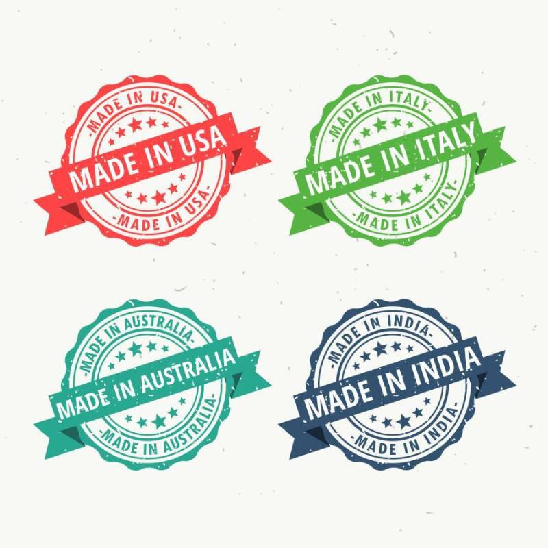 一套在美国，澳大利亚，印度和意大利制造的橡皮图章