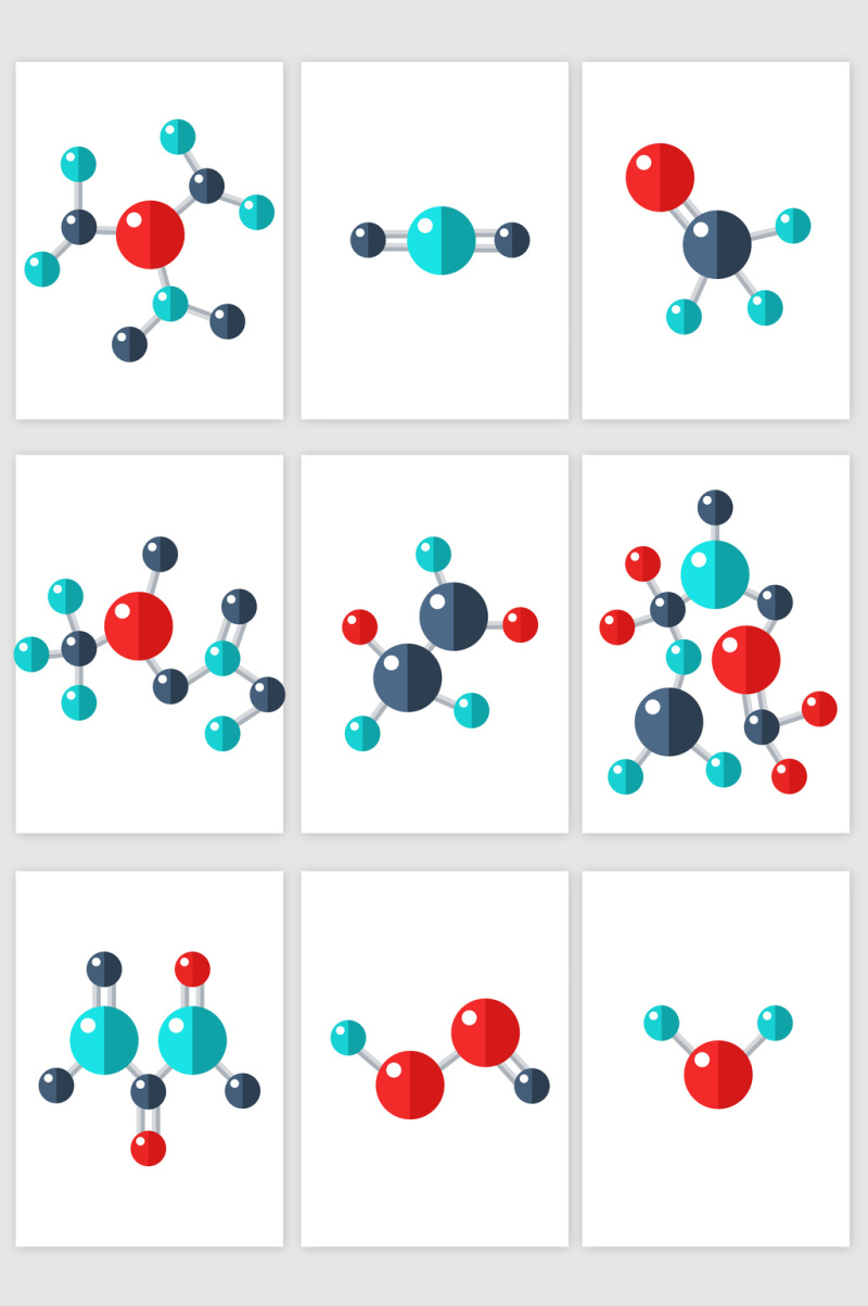 科技线条多彩分子集合矢量素材