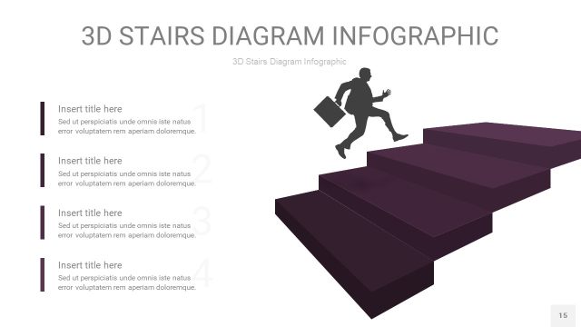 渐变深紫色3D阶梯PPT图表15