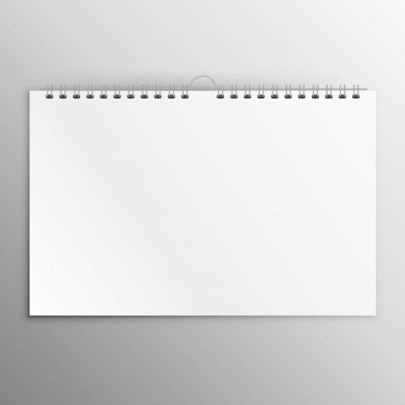 水平的日历或笔记本空白样机设计模板