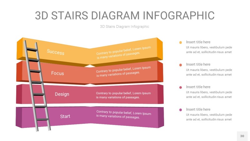 渐变紫黄色3D阶梯PPT图表30