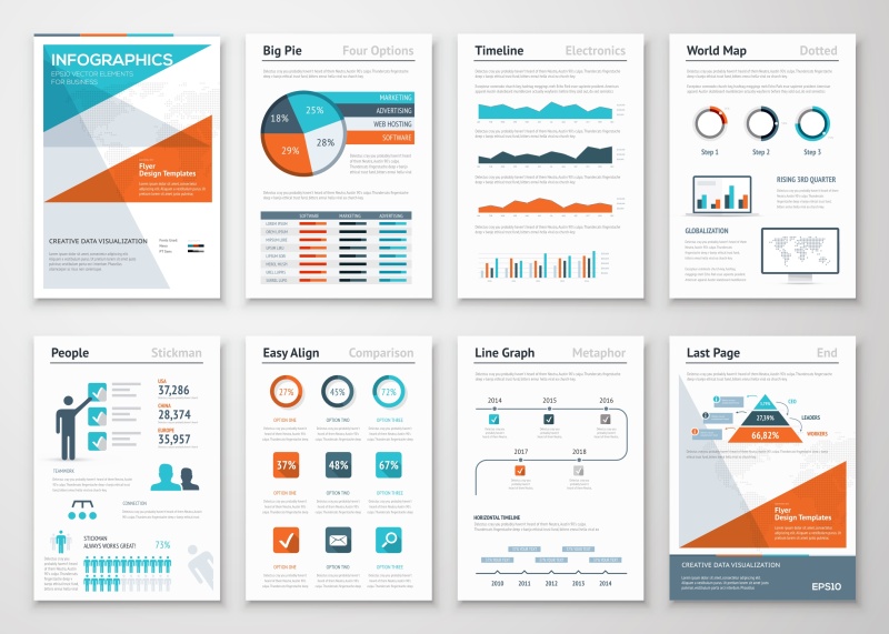 带有信息图形元素的传单和小册子15