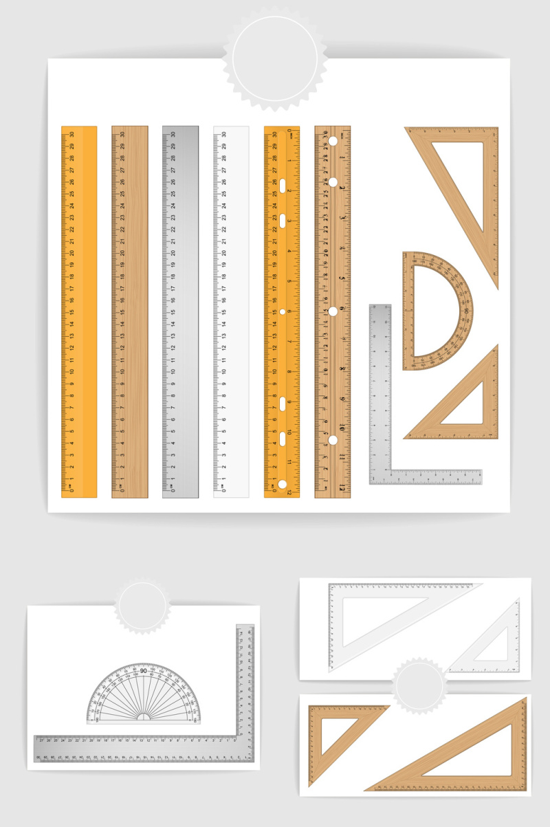 矢量高清办公学习用品长尺