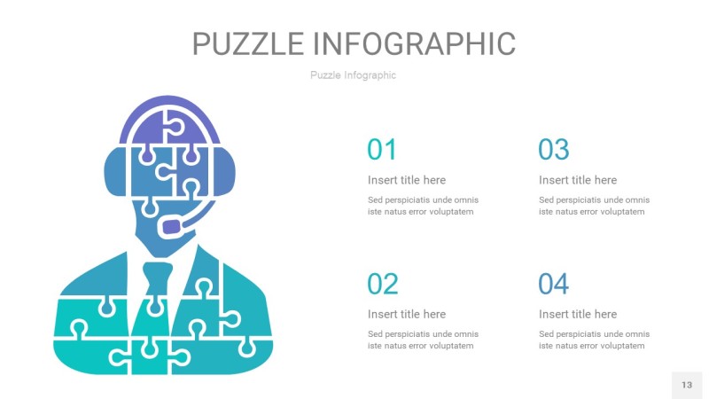 宝石绿拼图PPT图表13