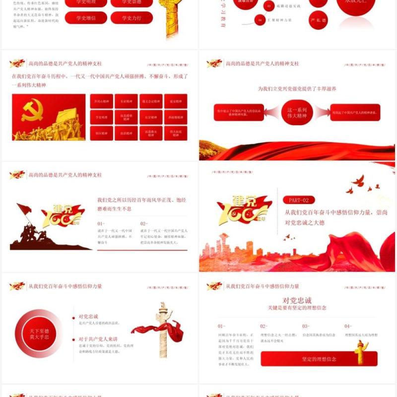 红色党政风学史崇德赓续共产党人的精神血脉教育PPT模板