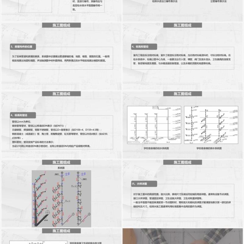 灰色简约风工程图纸方案培训PPT模板