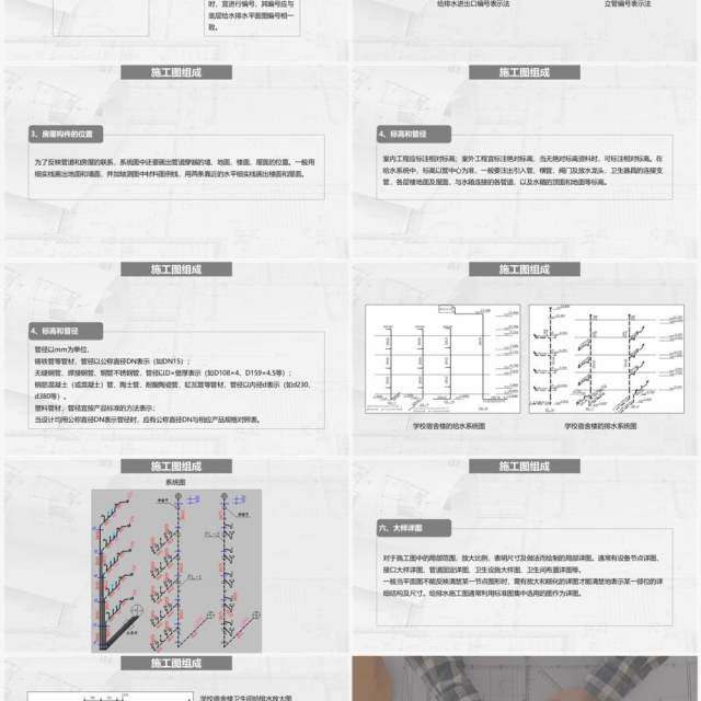 灰色简约风工程图纸方案培训PPT模板