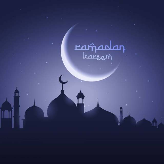 闪亮的月亮与清真寺节日问候