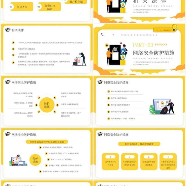 黄色卡通风国家网络安全宣传周PPT模板 黄色卡通风国家网络安全宣传周PPT模板