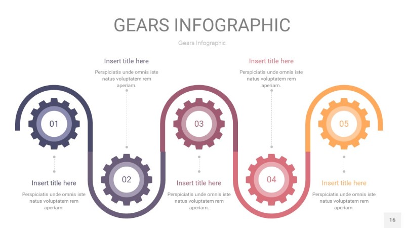 紫黄色齿轮PPT信息图16