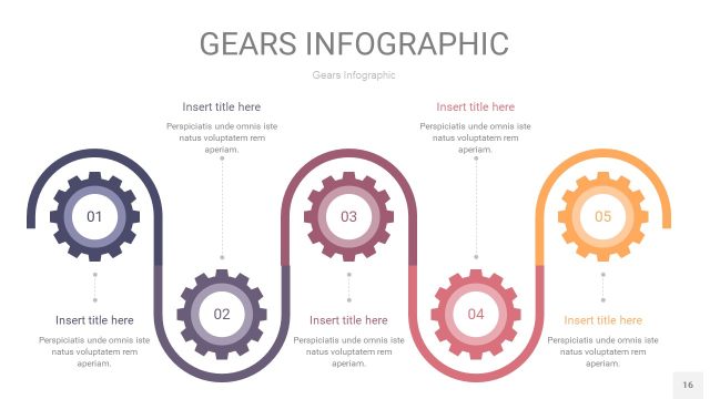 紫黄色齿轮PPT信息图16
