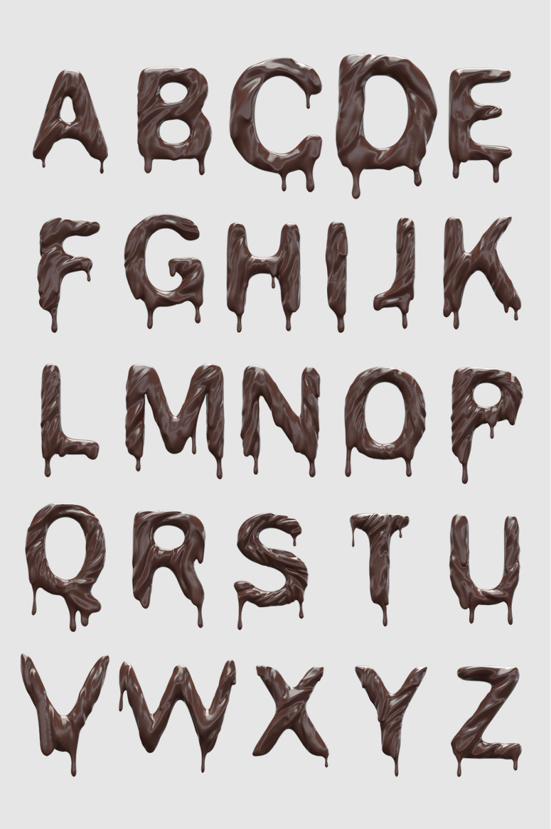 高分辨率的3D巧克力刻字字母设计素材
