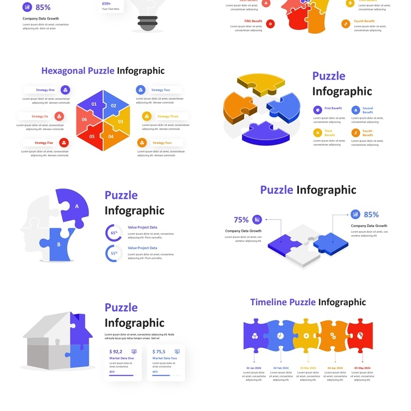 创意拼图PPT素材模板Puzzle