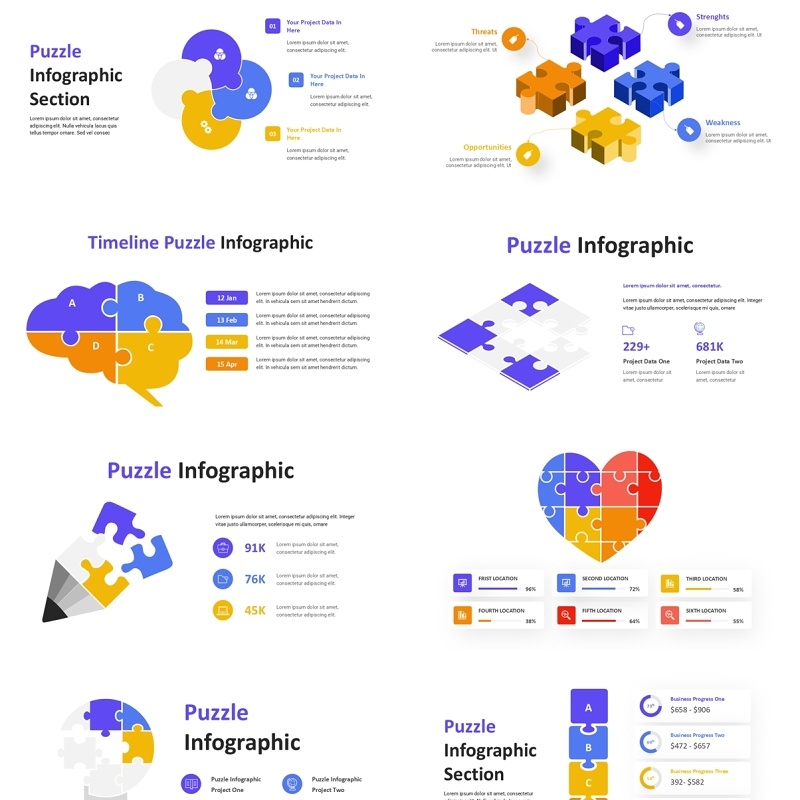 创意拼图PPT素材模板Puzzle