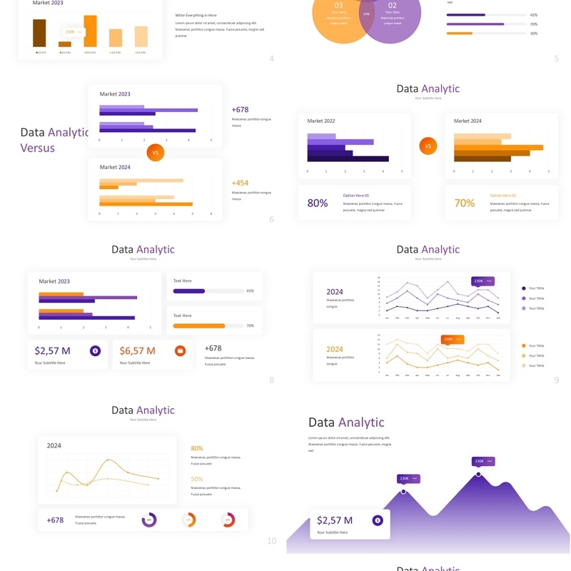 深色数据分析信息图PPT素材模板Data Analytic Powerpoint