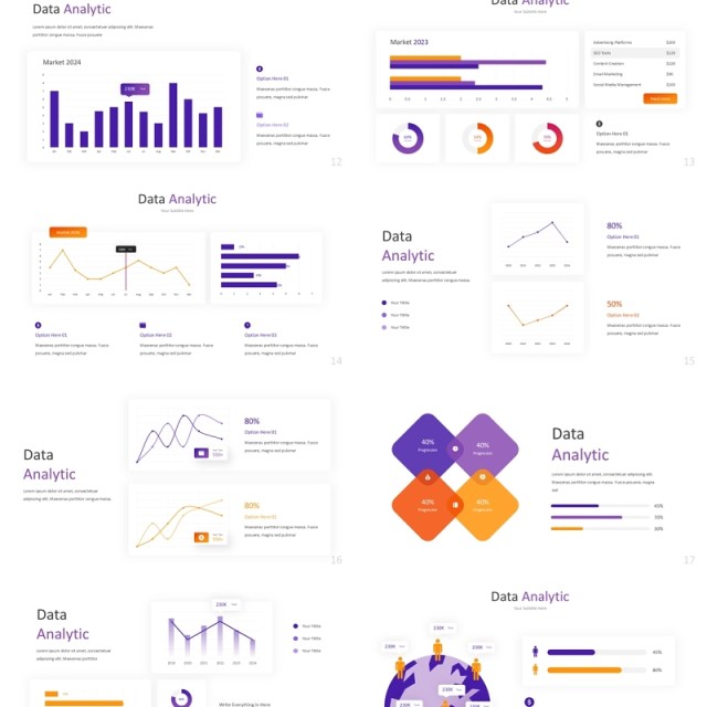 深色数据分析信息图PPT素材模板Data Analytic Powerpoint 深色数据分析信息图PPT素材模板Data Analytic Powerpoint